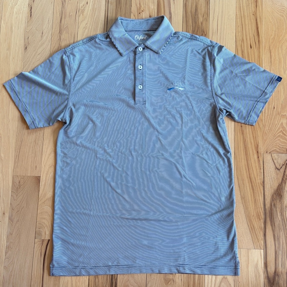 Oxford White with Navy Stripes Polo Shirt